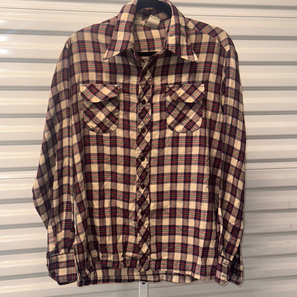 Kennington LTD Beige Red Plaid Shirt Size L